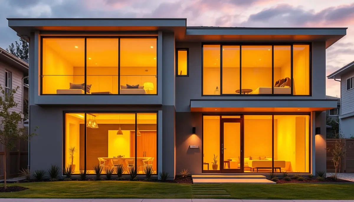 Maison moderne équipée d'un plancher chauffant Rehau, économe en énergie